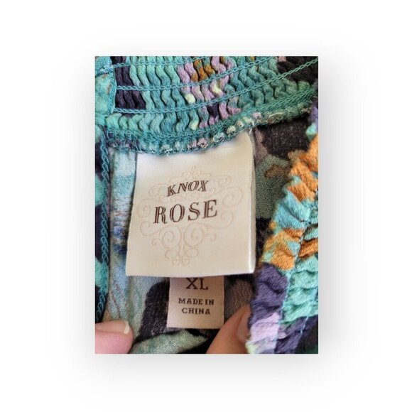 Knox Rose Keyhole Teal/Eggplant Flowy Top XL - Picture 11 of 14